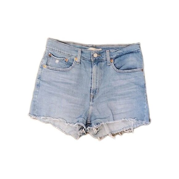 LEVI'S 30 In Waist High Rise Shorts Blue Jean Denim Light Wash Cut Off - Picture 1 of 6
